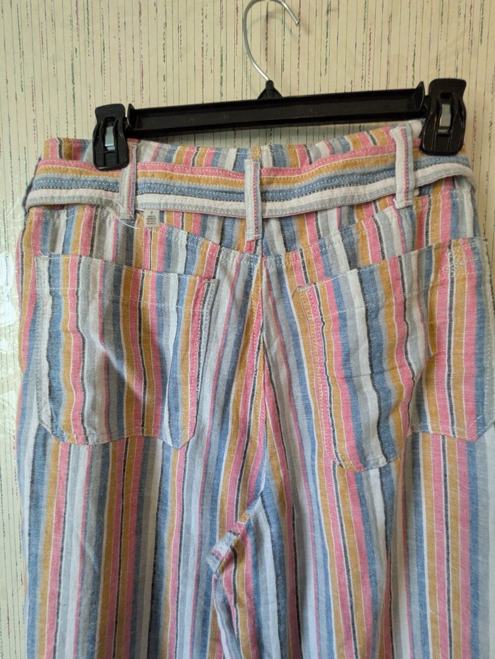 Seven7 Wide Leg Striped Linen Crop Pants - Picture 7 of 10